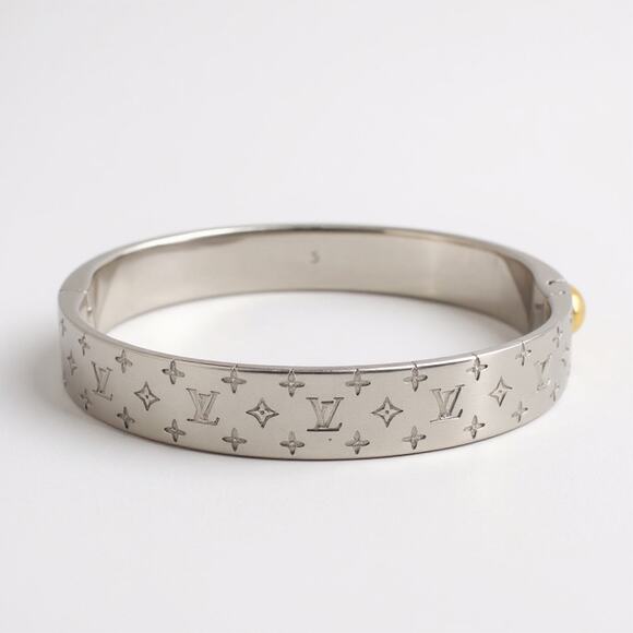 Louis Vuitton Nanogram Cuff Bracelet Silver & Gold Small - Picture 3 of 4